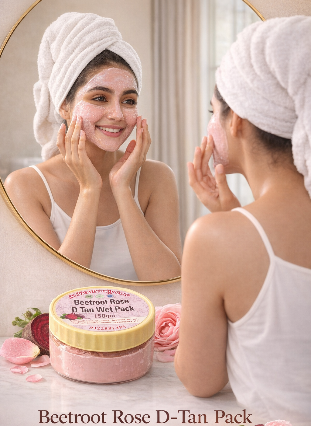 Beetroot Rose D-Tan Wet Pack – Instant Brightening & Tan Removal - Image 2